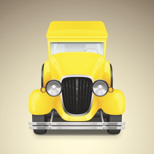 黄色复古车图标图片 黄色复古车图标图片下载