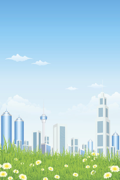 绿草配摩天大楼图片 绿草配摩天大楼图片下载