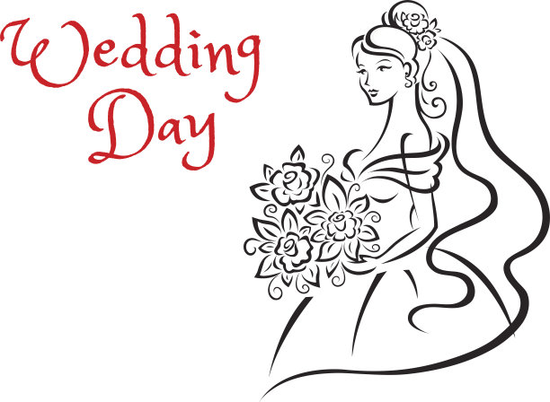婚礼日卡片模板与年轻的新娘图片 婚礼日卡片模板与年轻的新娘图片下载