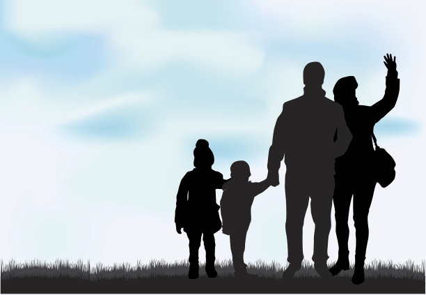 大自然中的家庭剪影。图片 大自然中的家庭剪影。图片下载