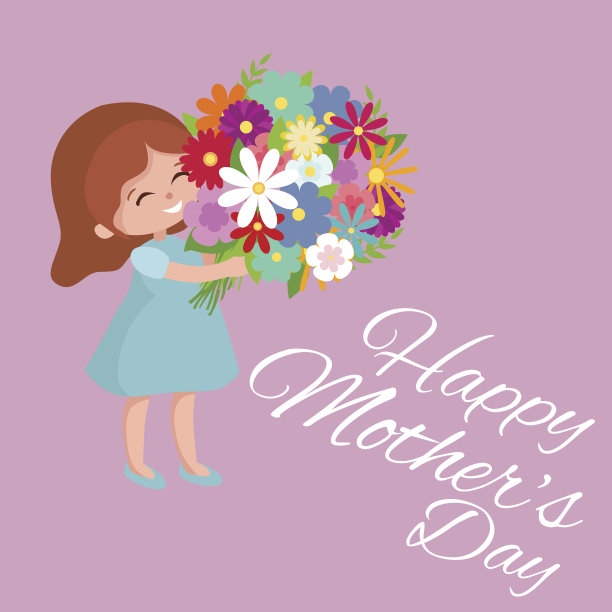 矢量插画小女孩与鲜花车母亲节快乐图片 矢量插画小女孩与鲜花车母亲节快乐图片下载