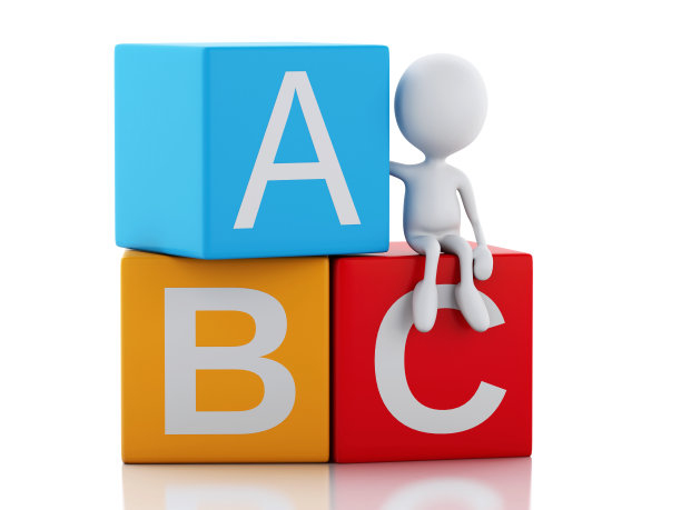 在白色背景上放着ABC立方体的3d白人。图片 在白色背景上放着ABC立方体的3d白人。图片下载