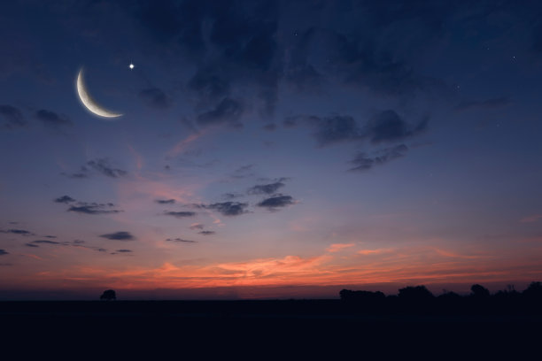 夜晚的天空景观和月亮,星星,斋月卡里姆庆祝图片 夜晚的天空景观和月亮,星星,斋月卡里姆庆祝图片下载