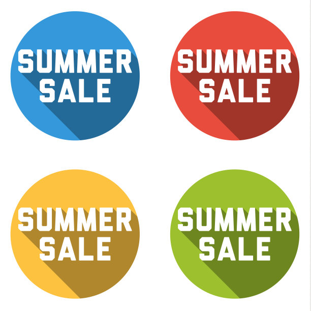 收集4个独立的平面按钮(图标)与夏季销售图片 收集4个独立的平面按钮(图标)与夏季销售图片下载