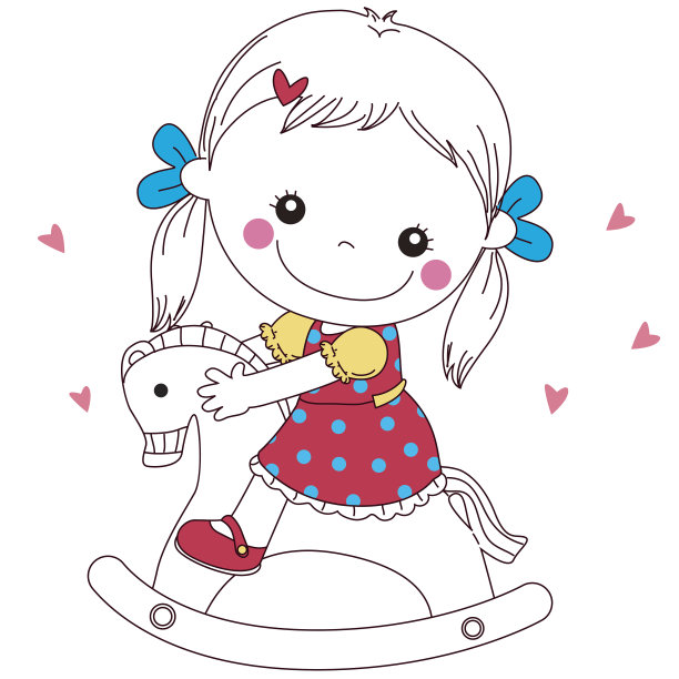 小女孩骑在木马上图片 小女孩骑在木马上图片下载