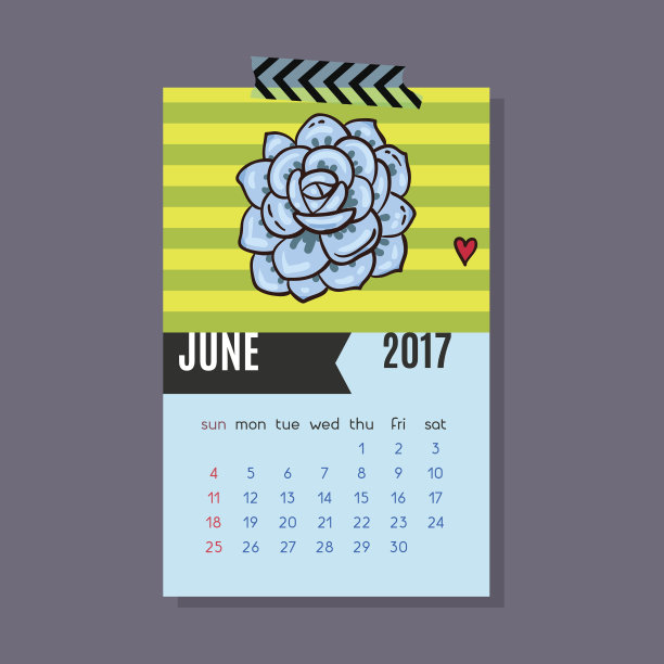 日历为2017年6月的仙人掌、多肉植物图片 日历为2017年6月的仙人掌、多肉植物图片下载