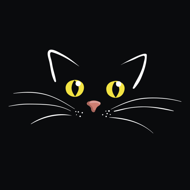 猫的脸在黑色的背景矢量插图图片 猫的脸在黑色的背景矢量插图图片下载