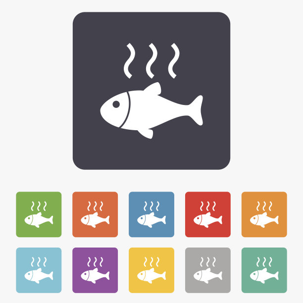 鱼热标志图标。煮或炸鱼的象征。图片 鱼热标志图标。煮或炸鱼的象征。图片下载