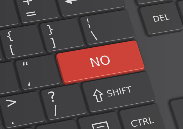键盘上写的“No”的3D插图图片 键盘上写的“No”的3D插图图片下载