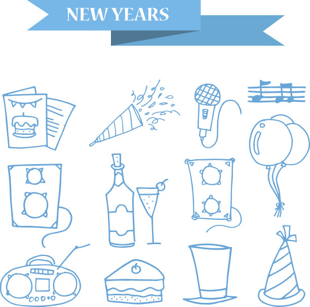 对象新年图标收集库存图片 对象新年图标收集库存图片下载