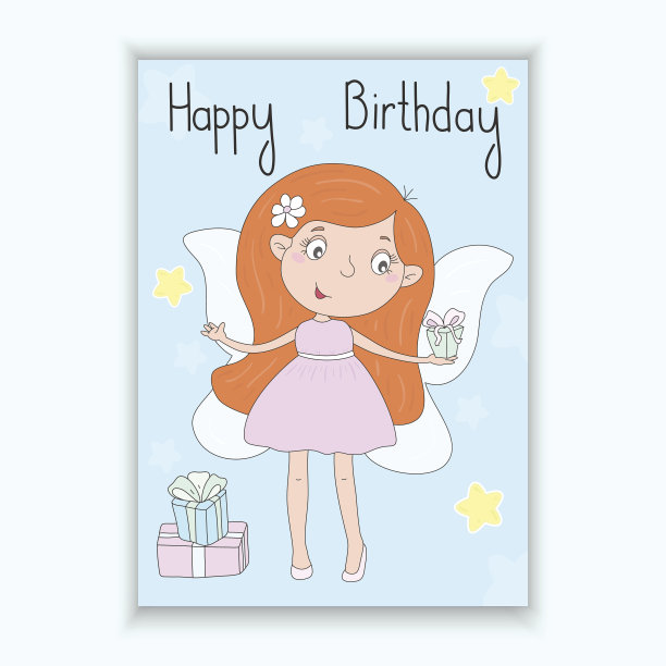 手绘可爱的卡通仙女与礼物,矢量插图图片 手绘可爱的卡通仙女与礼物,矢量插图图片下载