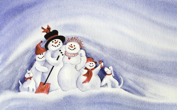 幸福的雪人家庭图片 幸福的雪人家庭图片下载
