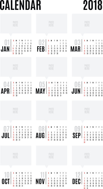 2018矢量日历现代简单的设计,留空间添加您的照片,假日活动策划,周开始周日图片 2018矢量日历现代简单的设计,留空间添加您的照片,假日活动策划,周开始周日图片下载