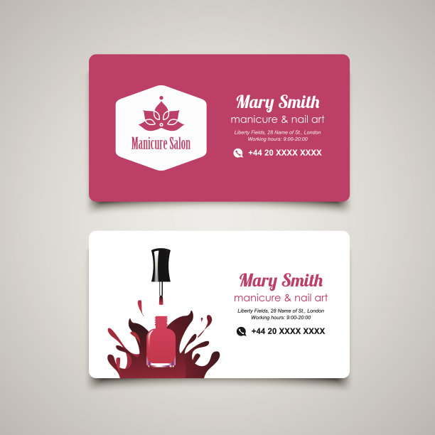 美甲沙龙名片矢量设计模板集图片 美甲沙龙名片矢量设计模板集图片下载