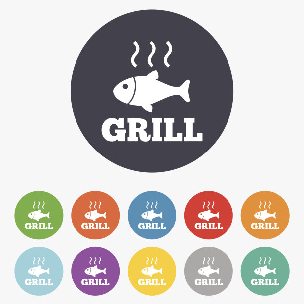 鱼烧烤热图标。煮或炸鱼的象征。图片 鱼烧烤热图标。煮或炸鱼的象征。图片下载