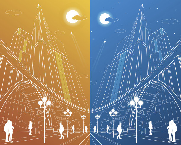 大桥,夜城为背景,矢量工业和基础设施图片 大桥,夜城为背景,矢量工业和基础设施图片下载