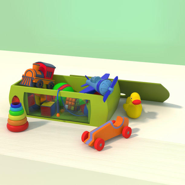盒子与玩具3d插图图片 盒子与玩具3d插图图片下载