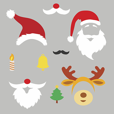 圣诞照片亭和剪贴簿向量集圣诞老人,鹿图片 圣诞照片亭和剪贴簿向量集圣诞老人,鹿图片下载