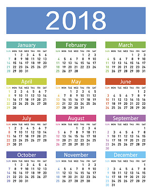 2018年矢量日历图片 2018年矢量日历图片下载