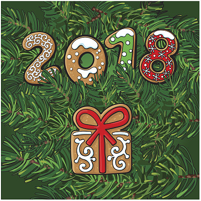 2018年圣诞贺卡,姜饼饼干图片 2018年圣诞贺卡,姜饼饼干图片下载