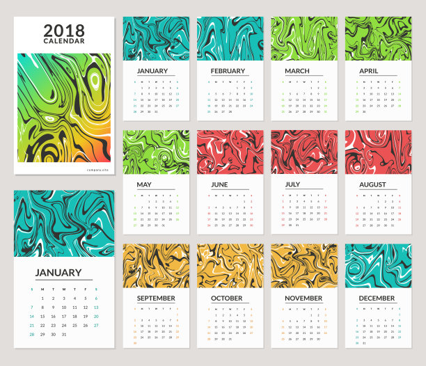 2018年日历的设计。图片 2018年日历的设计。图片下载