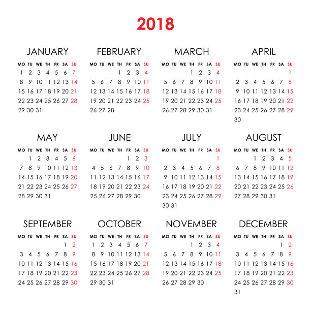 2018年日历图片 2018年日历图片下载