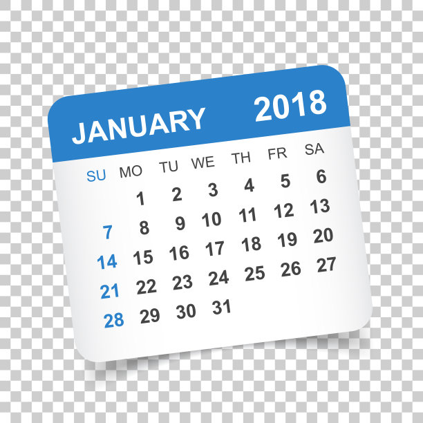 2018年1月日历。日历贴纸设计模板。一周从周日开始。业务矢量插图。图片 2018年1月日历。日历贴纸设计模板。一周从周日开始。业务矢量插图。图片下载