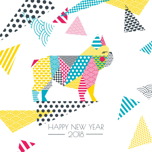 矢量彩色插图的法国斗牛犬狗与拼接几何三角形纹理。新年贺卡图片 矢量彩色插图的法国斗牛犬狗与拼接几何三角形纹理。新年贺卡图片下载
