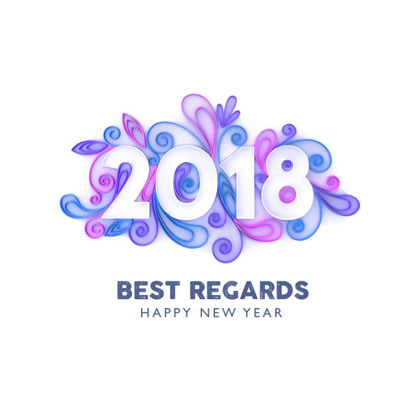 2018年的艺术。矢量新年横幅设计,3D quilling艺术品在白色的背景。图片 2018年的艺术。矢量新年横幅设计,3D quilling艺术品在白色的背景。图片下载