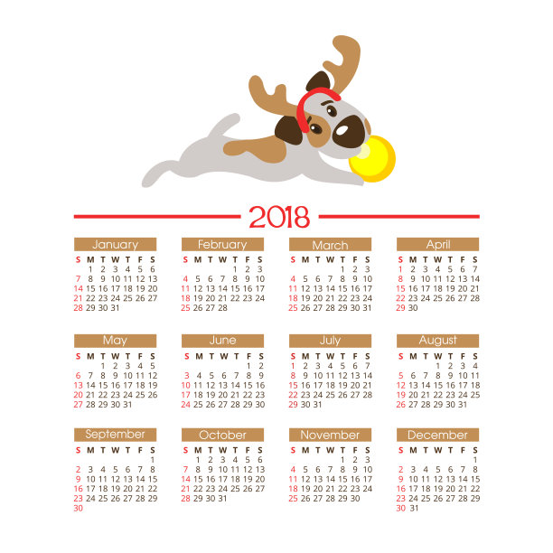 日历2018狗年01图片 日历2018狗年01图片下载