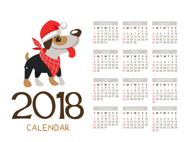 2018年圣诞日历。矢量文件。狗是这一年的象征。有趣的杰克罗素梗03图片 2018年圣诞日历。矢量文件。狗是这一年的象征。有趣的杰克罗素梗03图片下载