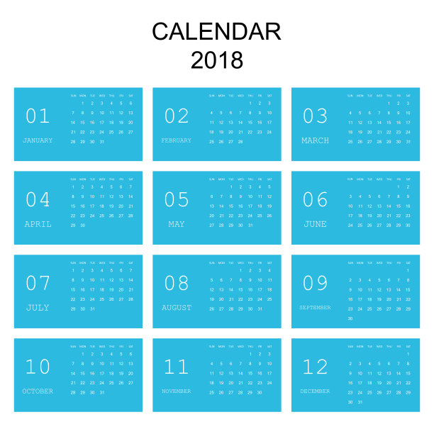 2018年日历风格简约。日历计划设计模板。一周从周日开始。业务矢量插图。图片 2018年日历风格简约。日历计划设计模板。一周从周日开始。业务矢量插图。图片下载