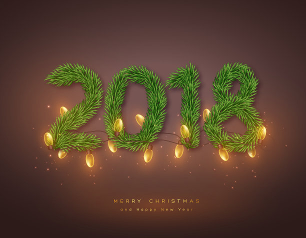 2018年的数字来自冷杉树枝。图片 2018年的数字来自冷杉树枝。图片下载