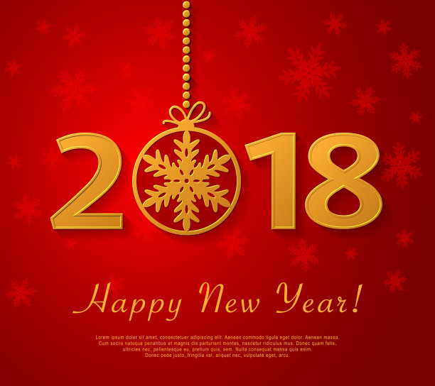 2018年新年快乐设计用雪花装饰的金色圣诞球。图片 2018年新年快乐设计用雪花装饰的金色圣诞球。图片下载
