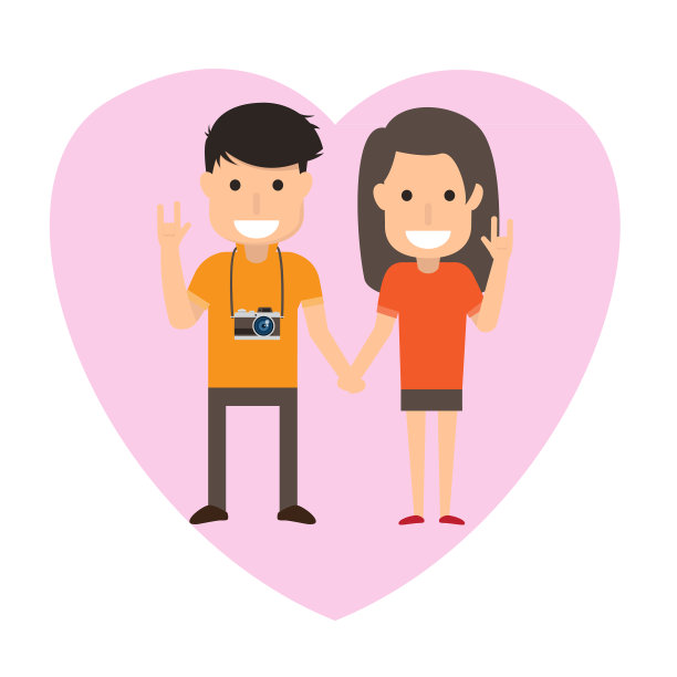 幸福的微笑夫妇在平坦的风格。男人和女人为情人而牵手。矢量插图。图片 幸福的微笑夫妇在平坦的风格。男人和女人为情人而牵手。矢量插图。图片下载