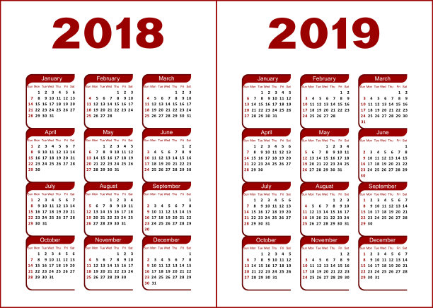 日历 2018, 2019图片 日历 2018, 2019图片下载
