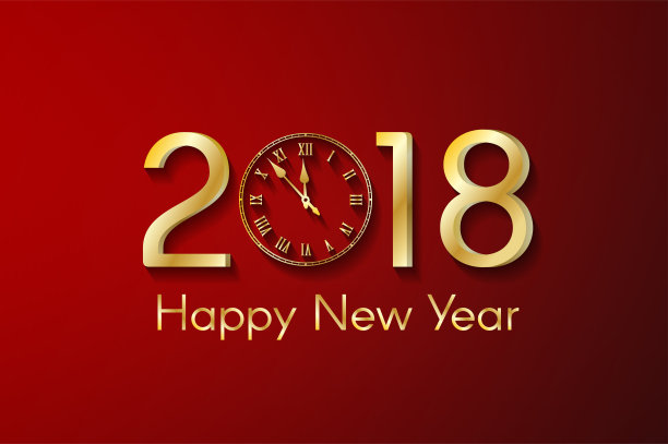 红色背景下的2018黄金新年概念。带有金色数字和老式时钟的贺卡图片 红色背景下的2018黄金新年概念。带有金色数字和老式时钟的贺卡图片下载
