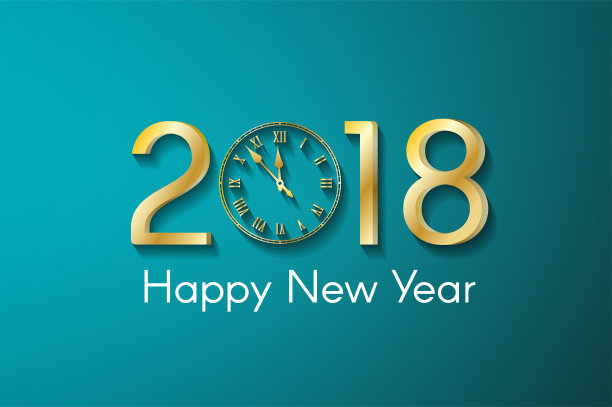 2018年黄金新年理念,以绿松石为背景。带有金色数字和老式时钟的贺卡图片 2018年黄金新年理念,以绿松石为背景。带有金色数字和老式时钟的贺卡图片下载