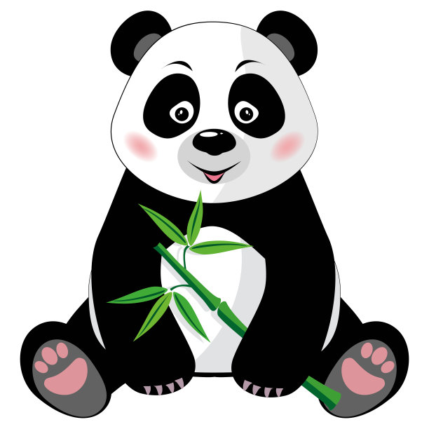 坐在可爱的熊猫与竹子孤立在白色的背景图片 坐在可爱的熊猫与竹子孤立在白色的背景图片下载