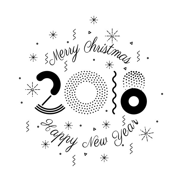 矢量彩色2018插图,圣诞和新年快乐图片 矢量彩色2018插图,圣诞和新年快乐图片下载