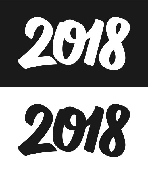 2018年贺卡模板快乐。中国狗年书法数字2018,黑白背景平滑轮廓。矢量插图。图片 2018年贺卡模板快乐。中国狗年书法数字2018,黑白背景平滑轮廓。矢量插图。图片下载
