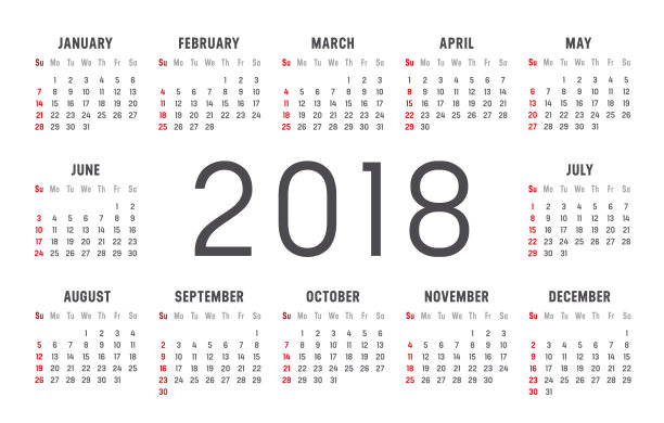 2018年日历矢量模板图片 2018年日历矢量模板图片下载