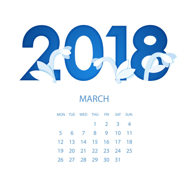 日历2018年。3月。折纸花。剪纸的风格。图片 日历2018年。3月。折纸花。剪纸的风格。图片下载