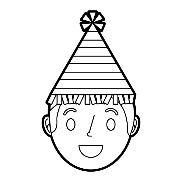 年轻的脸男孩微笑着戴着派对帽图片 年轻的脸男孩微笑着戴着派对帽图片下载
