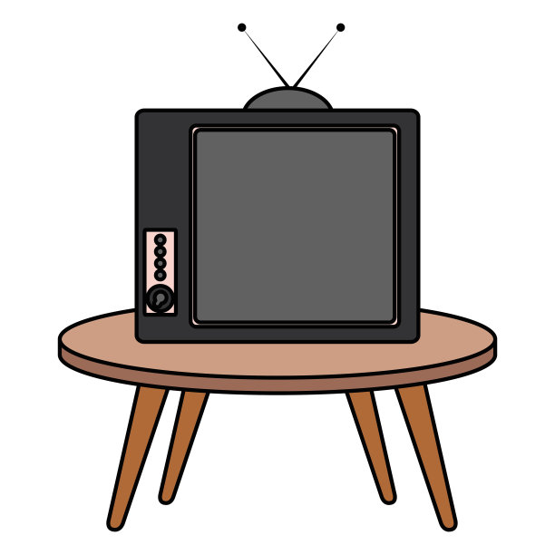 桌子与旧电视孤立的图标图片 桌子与旧电视孤立的图标图片下载