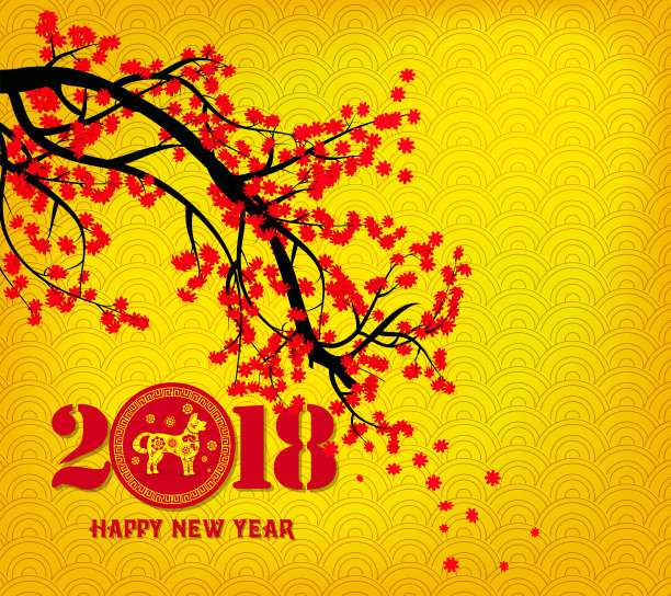 2018年新年快乐,中国新年和农历新年樱花盛开图片 2018年新年快乐,中国新年和农历新年樱花盛开图片下载