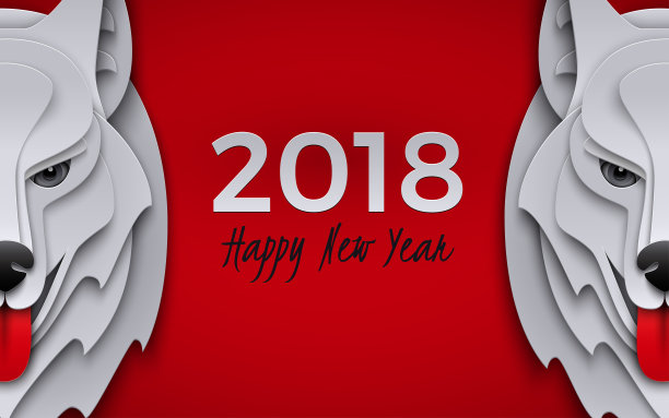 设计2018年喜迎新春,配以一对狗头,象征年岁,贺词。庆典红色背景为横幅,海报,传单,剪纸艺术风格,矢量图片 设计2018年喜迎新春,配以一对狗头,象征年岁,贺词。庆典红色背景为横幅,海报,传单,剪纸艺术风格,矢量图片下载