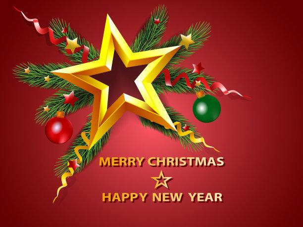 圣诞背景用金色的星星装饰冷杉树枝和圣诞树。矢量插图。图片 圣诞背景用金色的星星装饰冷杉树枝和圣诞树。矢量插图。图片下载