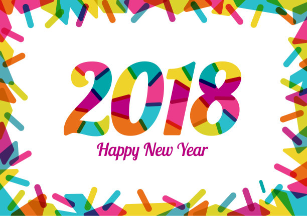 2018年新年,喜庆的色彩和彩色的装饰形状。图片 2018年新年,喜庆的色彩和彩色的装饰形状。图片下载