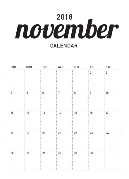2018年11月规划师日历矢量插图图片 2018年11月规划师日历矢量插图图片下载